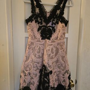 Yoana Baraschi Black and Pink Lace Dress